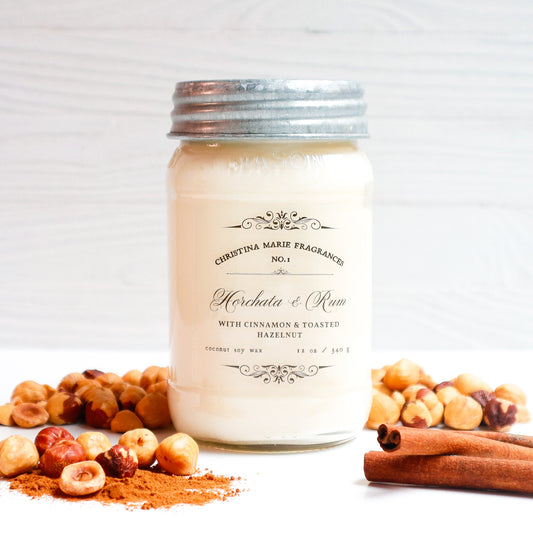 Horchata & Rum 12 Oz Large Mason Jar Candle