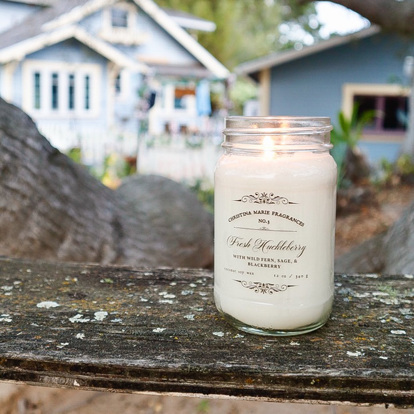 Fresh Huckleberry 12 Oz Large Mason Jar Candle