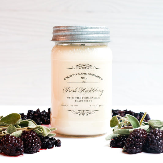Fresh Huckleberry 12 Oz Large Mason Jar Candle