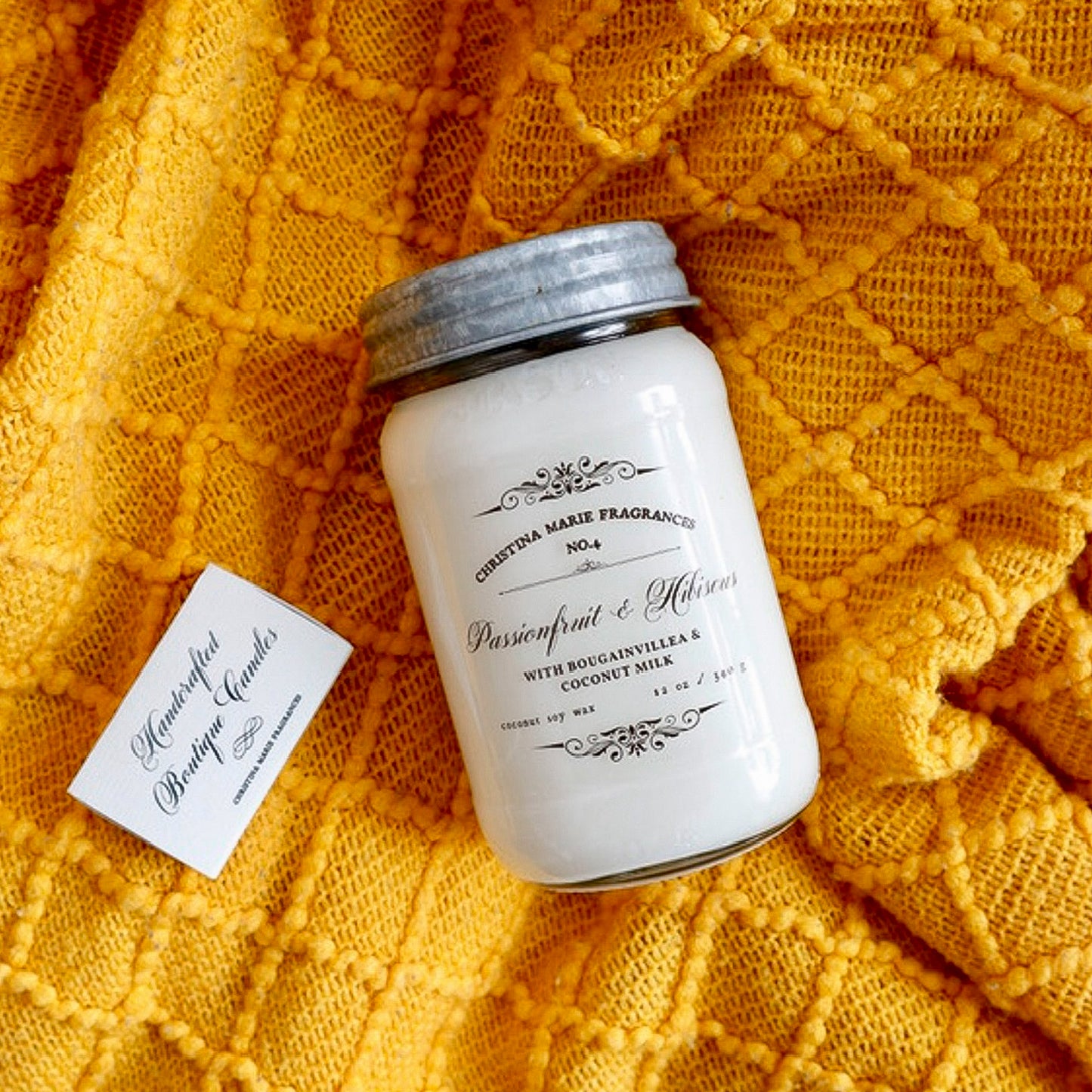 Passionfruit & Hibiscus 12 Oz Large Mason Jar Candle