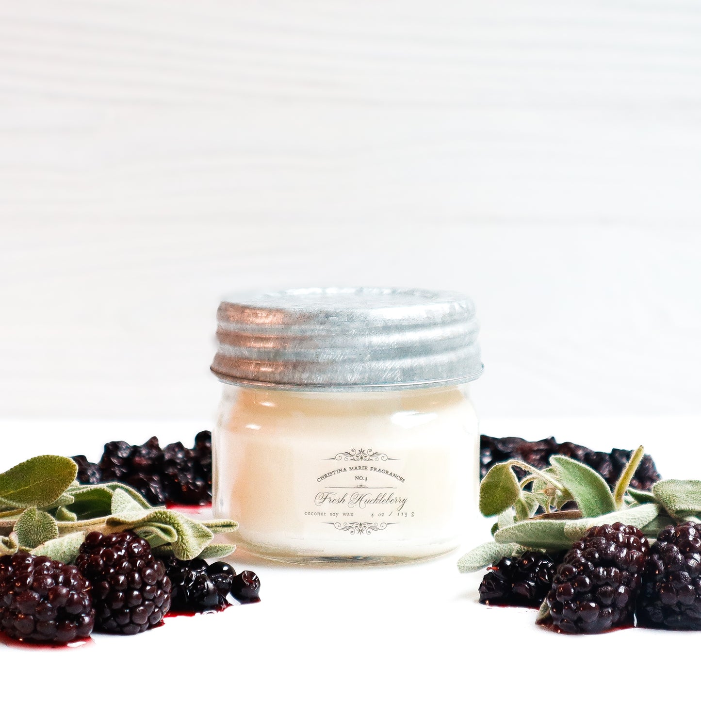 Fresh Huckleberry 4 Oz Mason Jar Candle