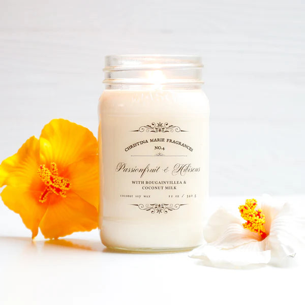 Passionfruit & Hibiscus 12 Oz Large Mason Jar Candle