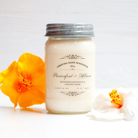 Passionfruit & Hibiscus 12 Oz Large Mason Jar Candle